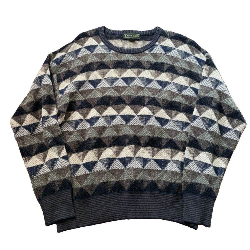 Vintage Croft & Barrow Sweater Mens XXL gray Wool Blend Knit Grandpa Biggie